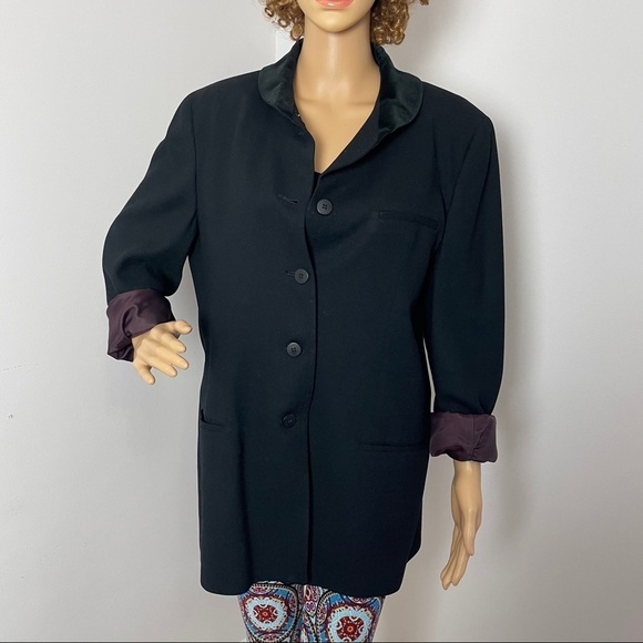 American Made Vintage Wool Blazer – Black, Size 14 - Picture 3 of 11